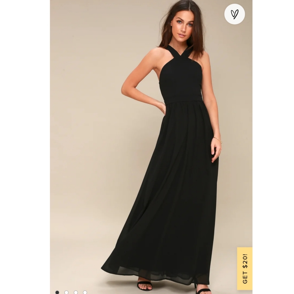 Lulu's Air of Romance Black Maxi Dress
